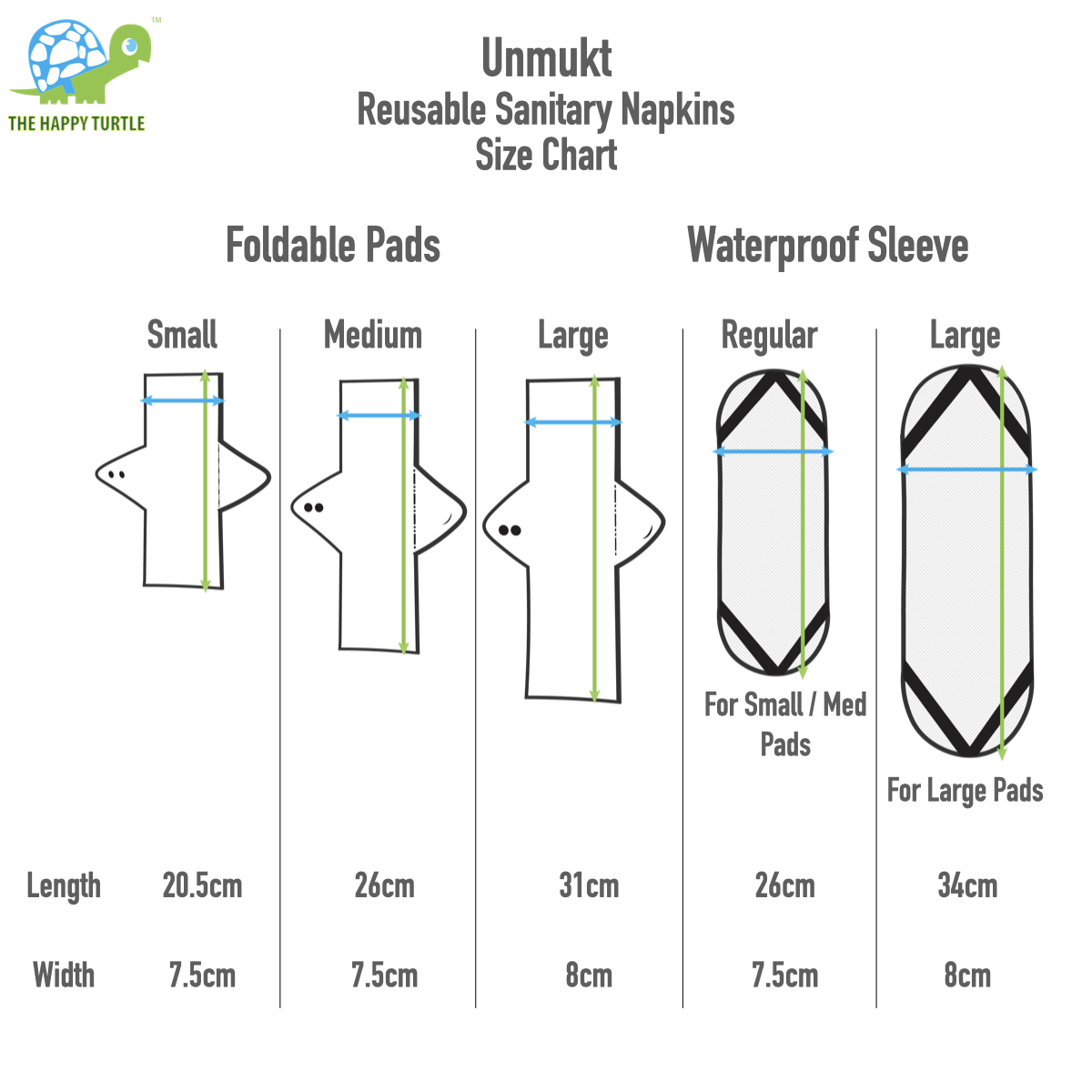 Unmukt Reusable Sanitary Napkin Small Pad The Happy Turtle